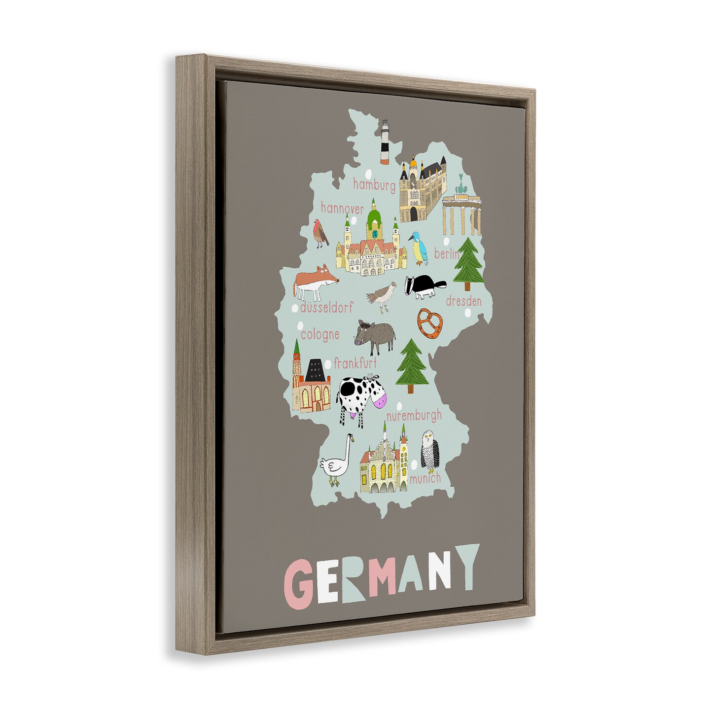 Stupell Industries Kid's Map of Germany Floating Frame, design by Carla Daly