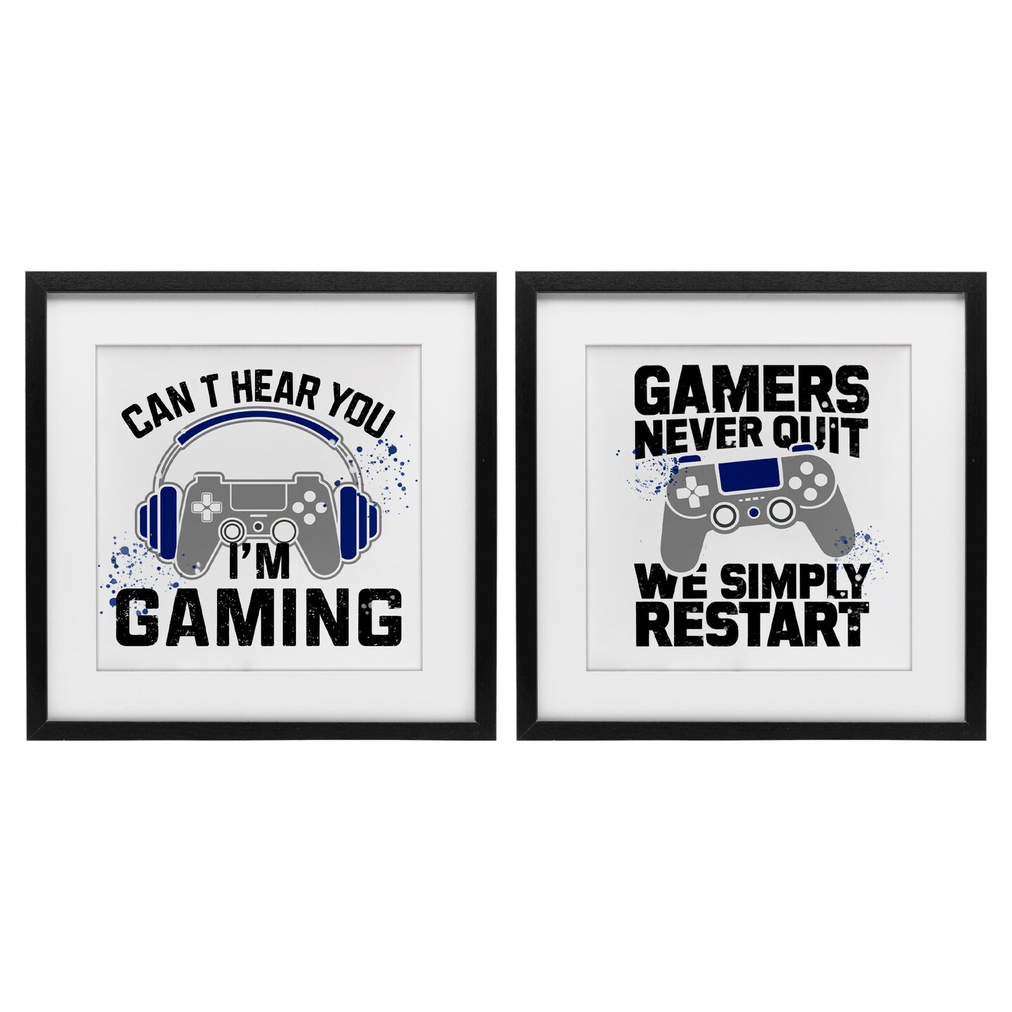 Stupell Industries Gamer Culture Phrases 2pc Framed Print Under Glass Set, design by Kim Allen