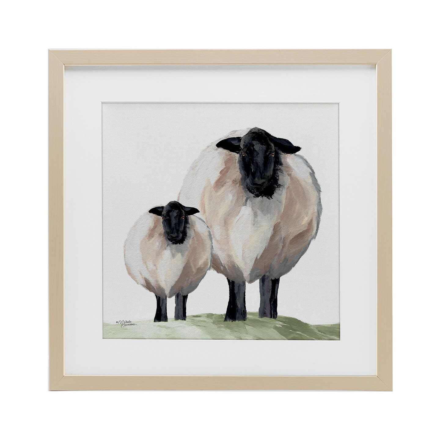 Stupell Industries Sheep And Lamb Portrait Framed Print Under Glass, design by Michele Norman