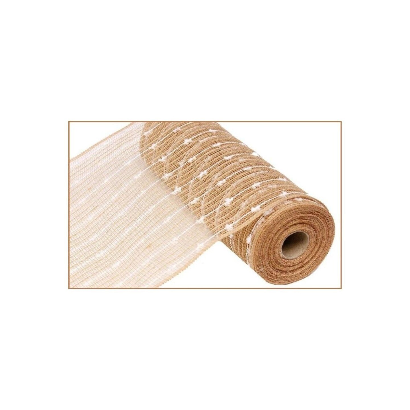 10.5" Cotton Ball Poly Jute Mesh Ribbon: Natural White (10 Yards)