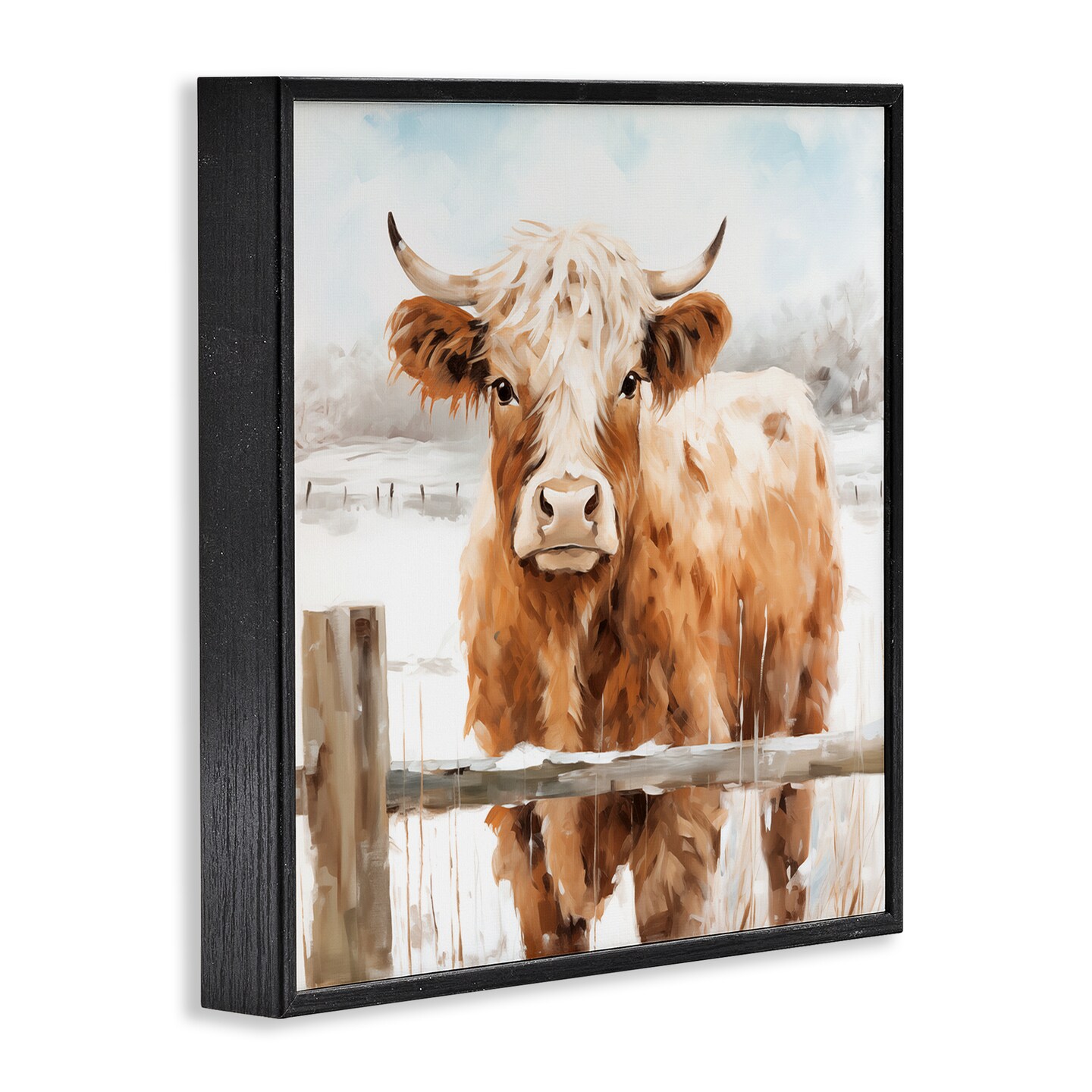 Stupell Industries Cattle at Snowy Fence Framed Giclee, design by Heidi Kuntz