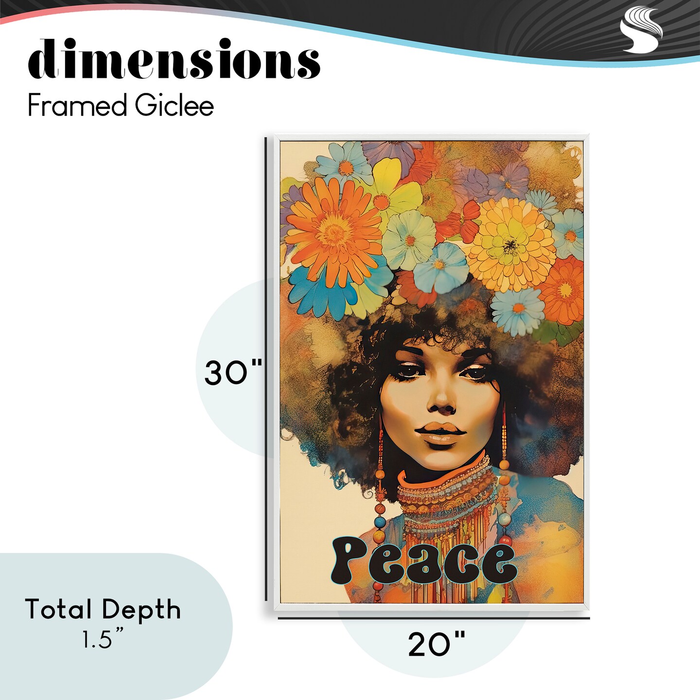 Stupell Industries Peace Groovy Afro Girl Framed Giclee, design by Sasha