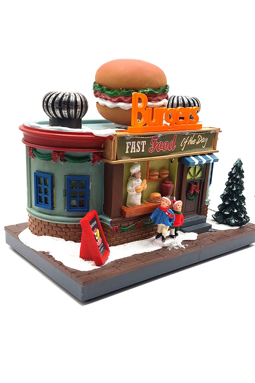 Holiday Burger Shop - Christmas Village Collection by Wizardi F07N5-9