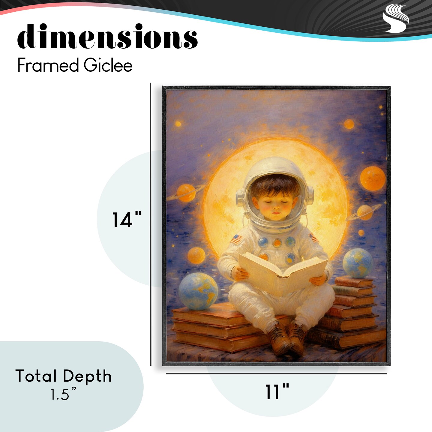 Stupell Industries Astronaut Child Learning Framed Giclee, design by Angie Hawke