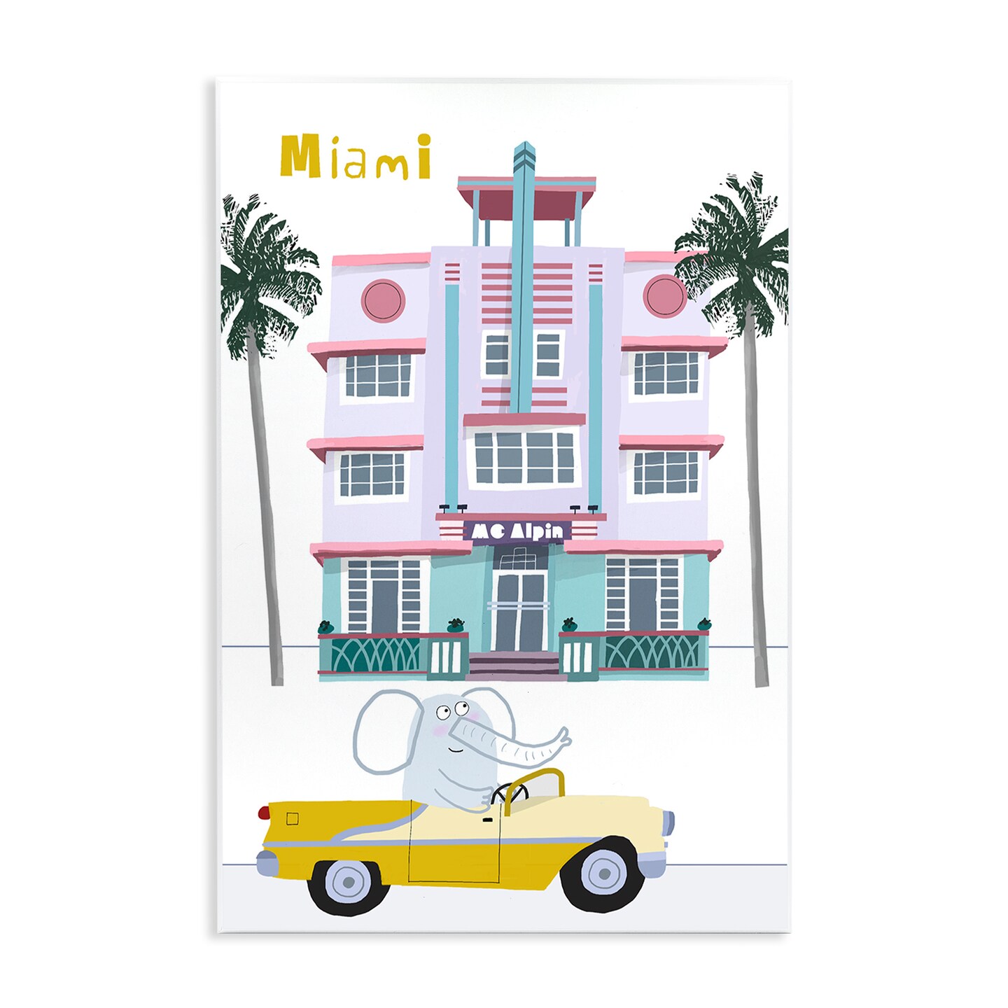Stupell Industries Elephant & Miami Hotel Wall Plaque, design by Carla Daly