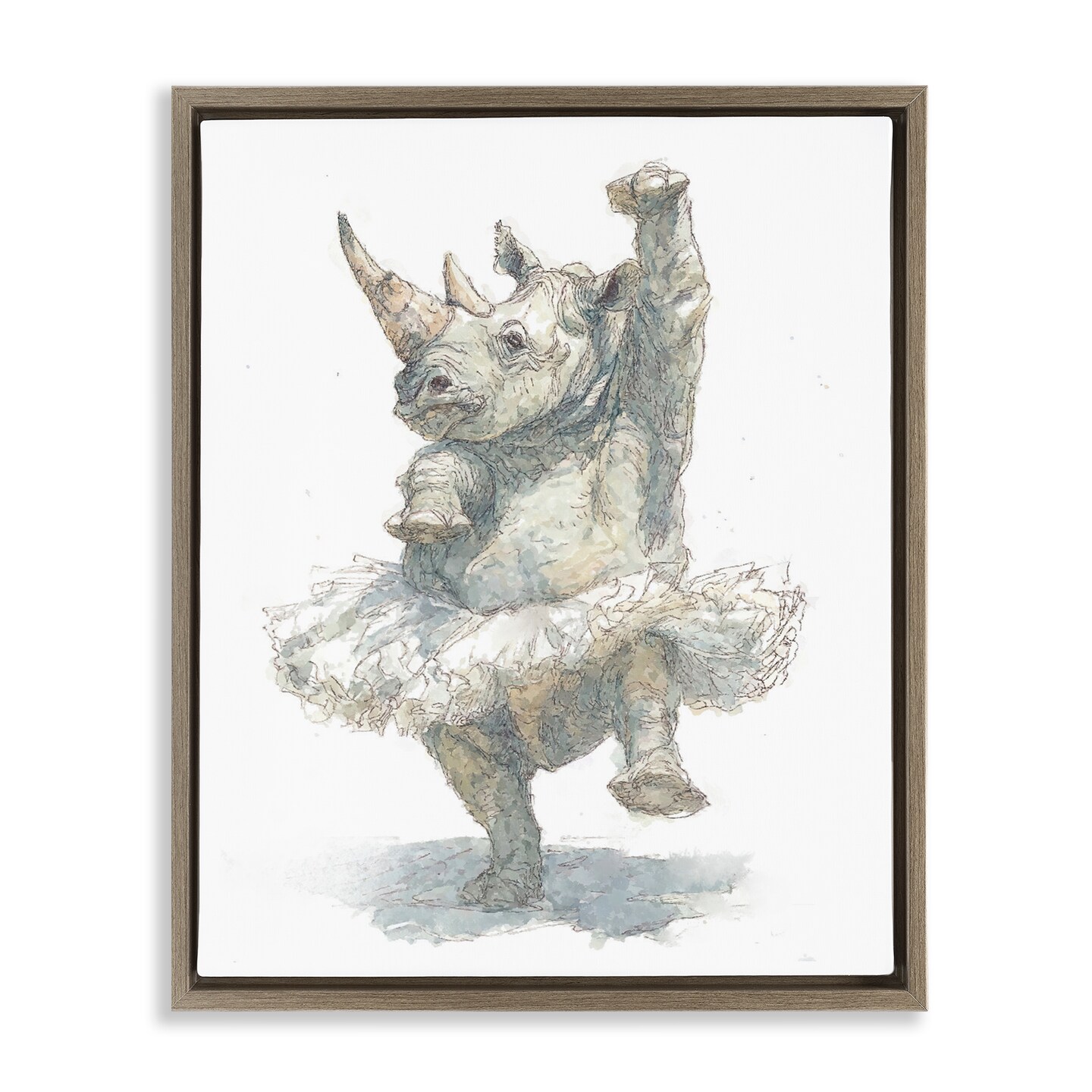 Stupell Industries Ballet Rhino Tutu Floating Frame, design by Ziwei Li