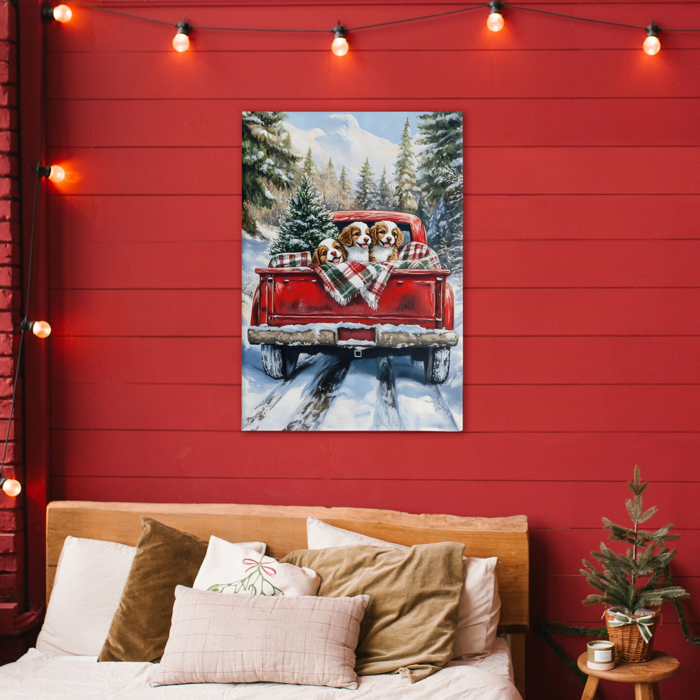 Stupell Industries Christmas Truck Pups Trio Canvas, design by Petal Prints Design
