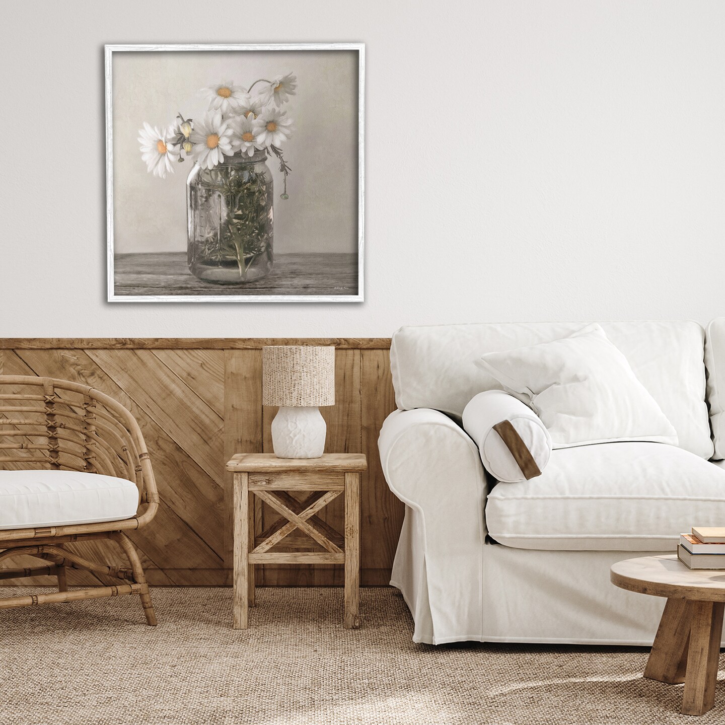 Stupell Industries Joy In A Jar Daisies Framed Giclee, design by Robin-Lee Viera