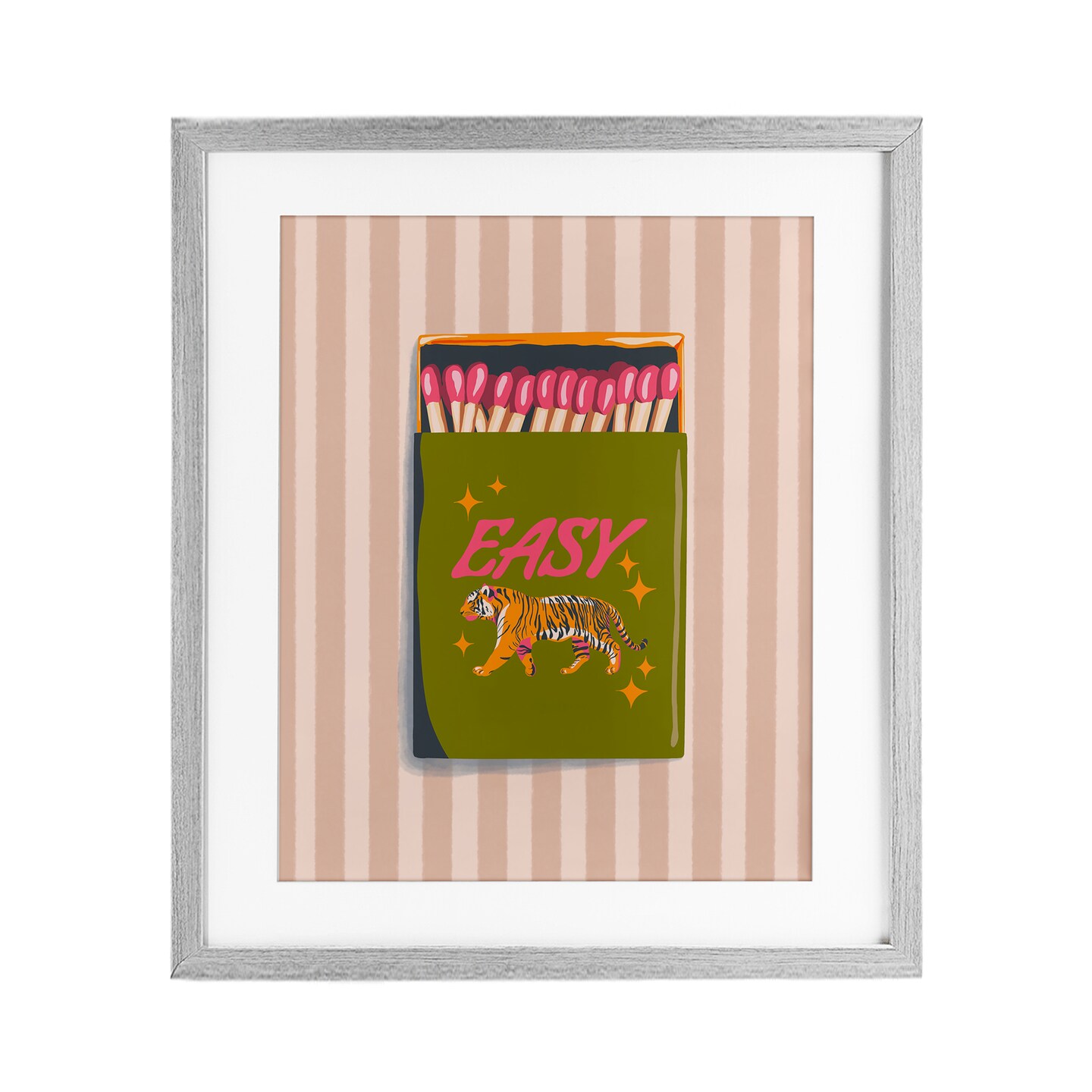 Stupell Industries Easy Tiger Retro Matches Framed Print Under Glass, design by Elyse Anastacia