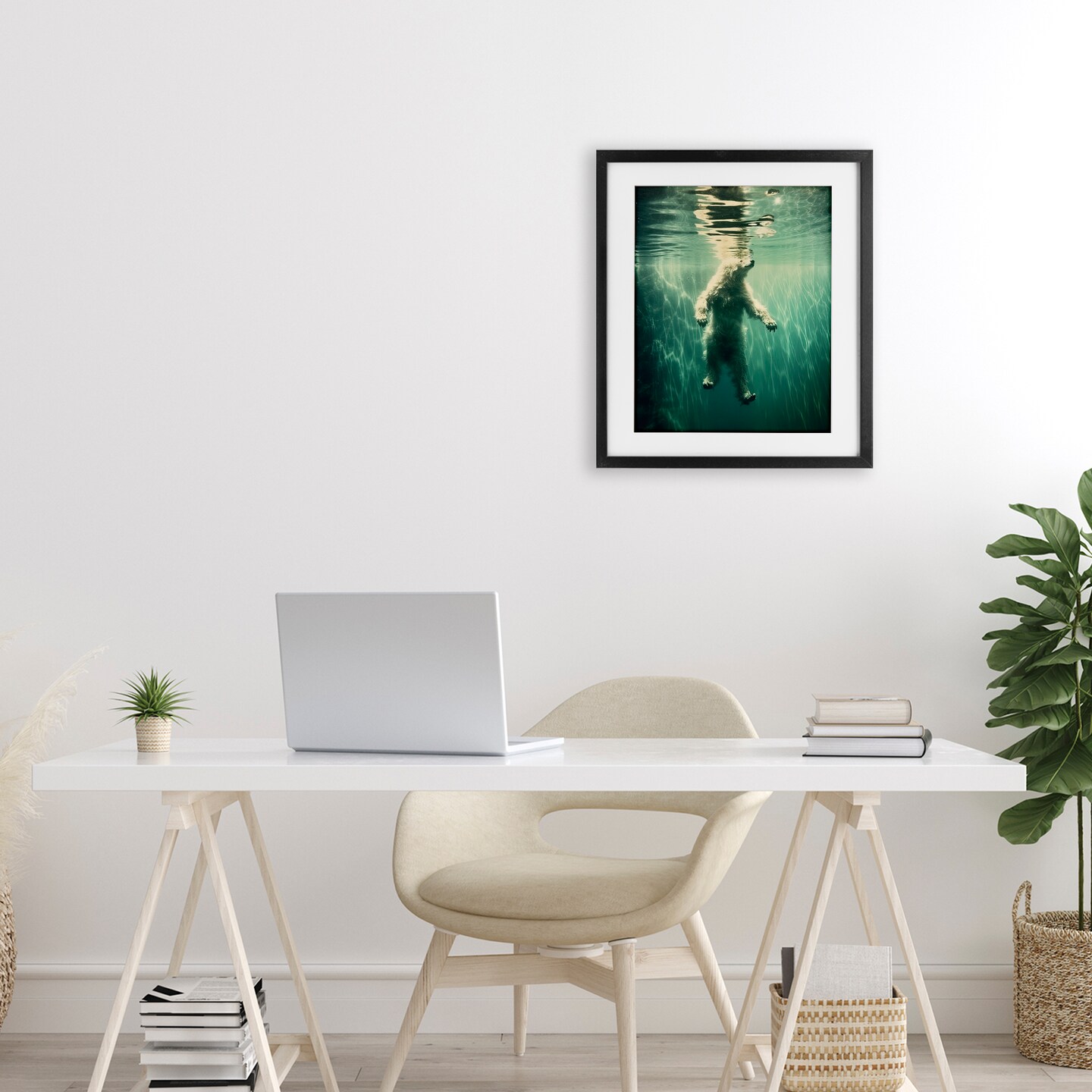 Stupell Industries Floating Bear Underwater Framed Print Under Glass, design by Decent Exposures