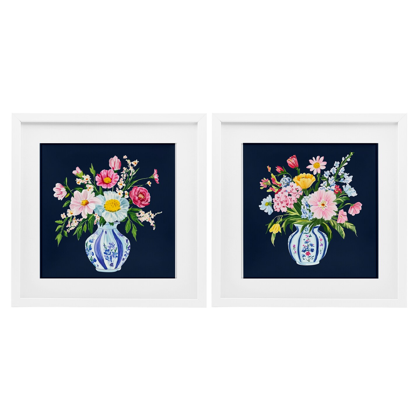 Stupell Industries Twin Chinoiserie Vases 2pc Framed Print Under Glass Set, design by Yen