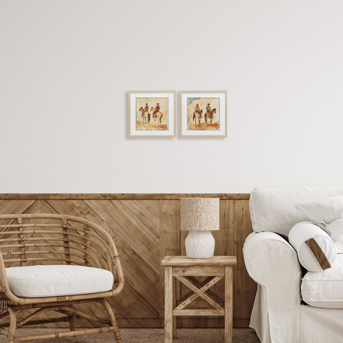 Stupell Industries Western Watercolor Cowboy Pairs 2pc Framed Print Under Glass Set, design by Petal Prints Design