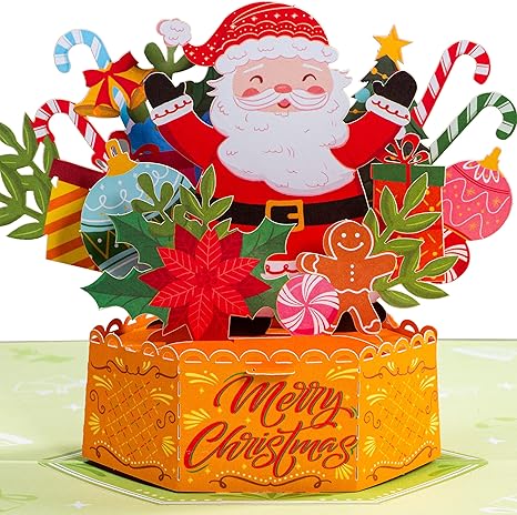 Paper Love Pop Up Christmas Card, 3D Merry Christmas, Gift for Christmas or Holidays, 5" x 7" Cover - Includes Envelope and Removable Note Tag