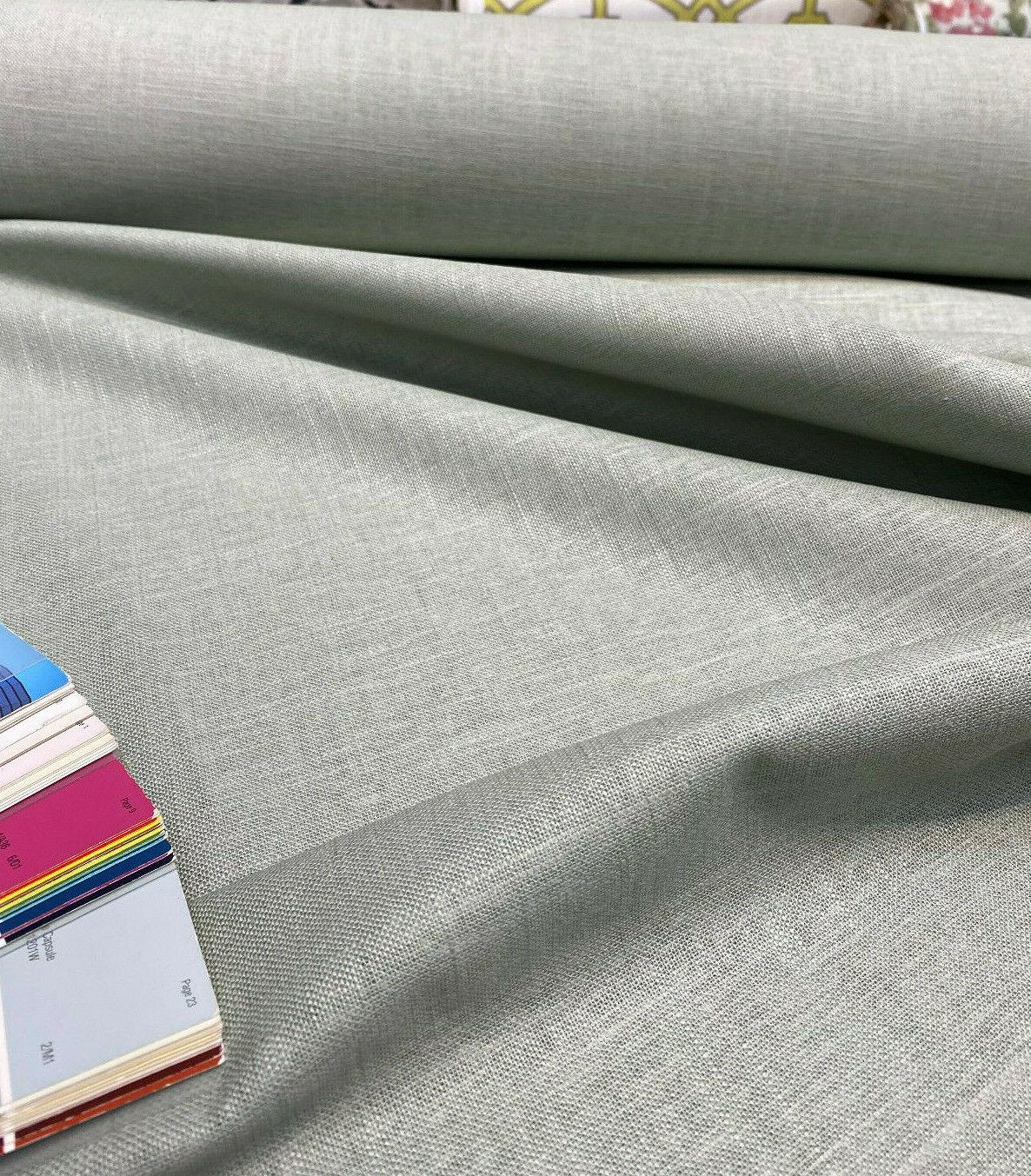 1 Yard Sage Light Green Linen Rayon Upholstery Drapery Fabric 54" Wide