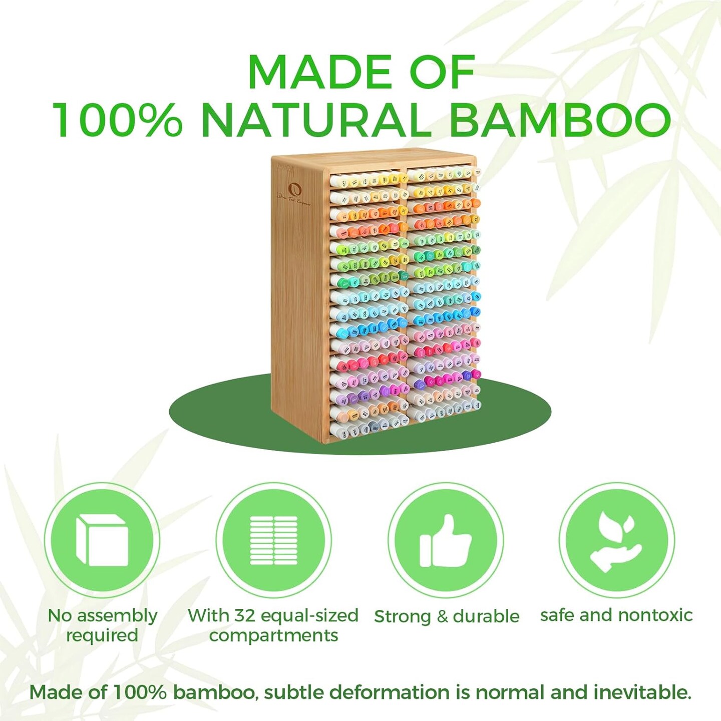 Ohuhu Bamboo Marker Organizer, Desktop Storage Hold 126/ 224 Markers for Honolulu Oahu Series of Ohuhu Markers, Pens Pencils Stationary Organizer Holder with 18/ 32 Compartments for Classroom Office Decor