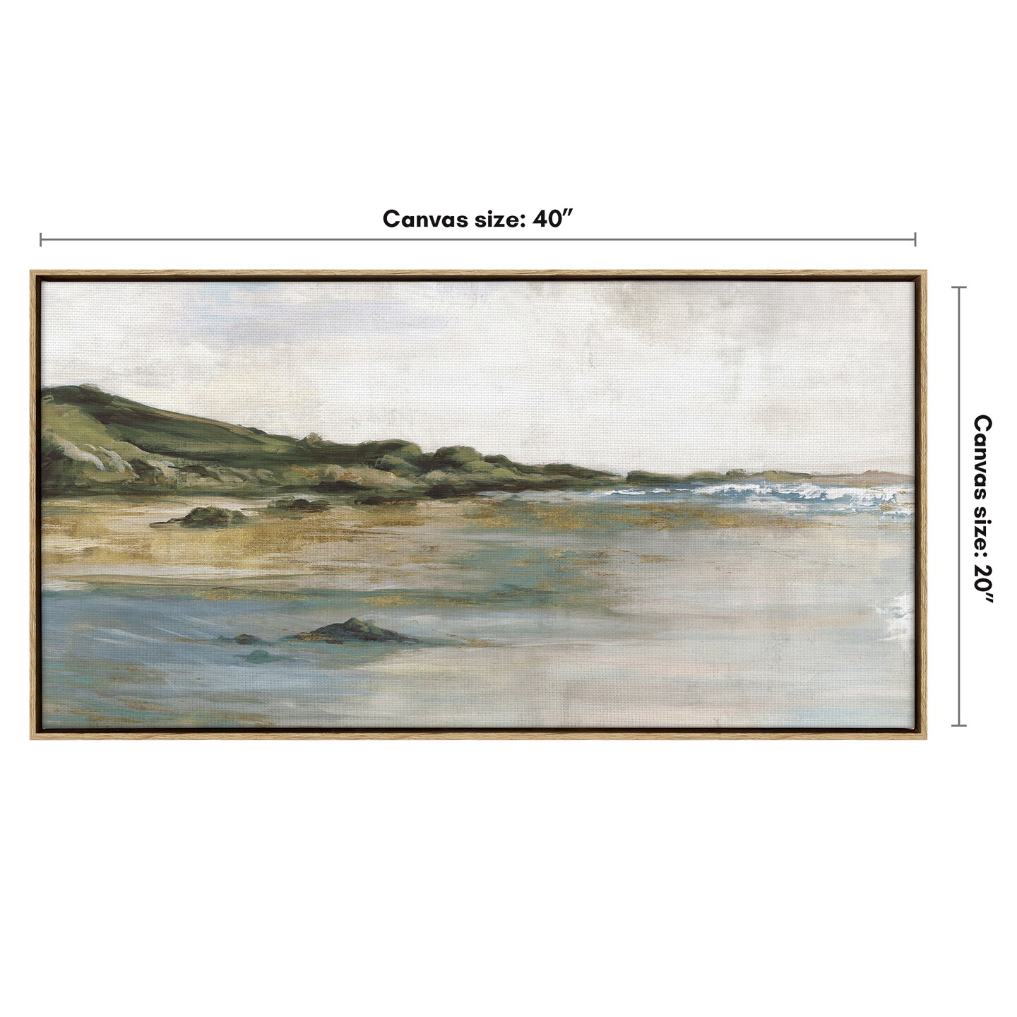 Americanflat Canvas Wall Art Featuring a Sandy Shore, Green Hills and Blue Ocean - Coastal Wall Art