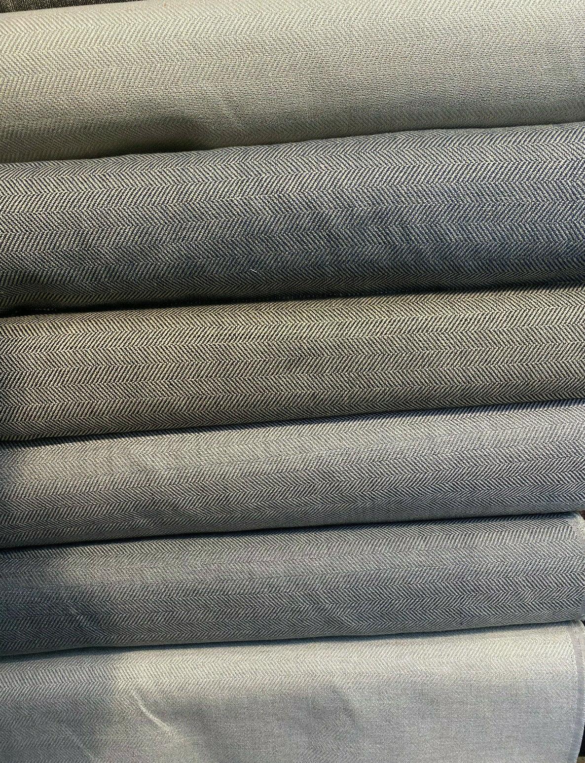 1 Yard Herringbone Gray Slate Backed Chenille Upholstery Fabric 56 inches width