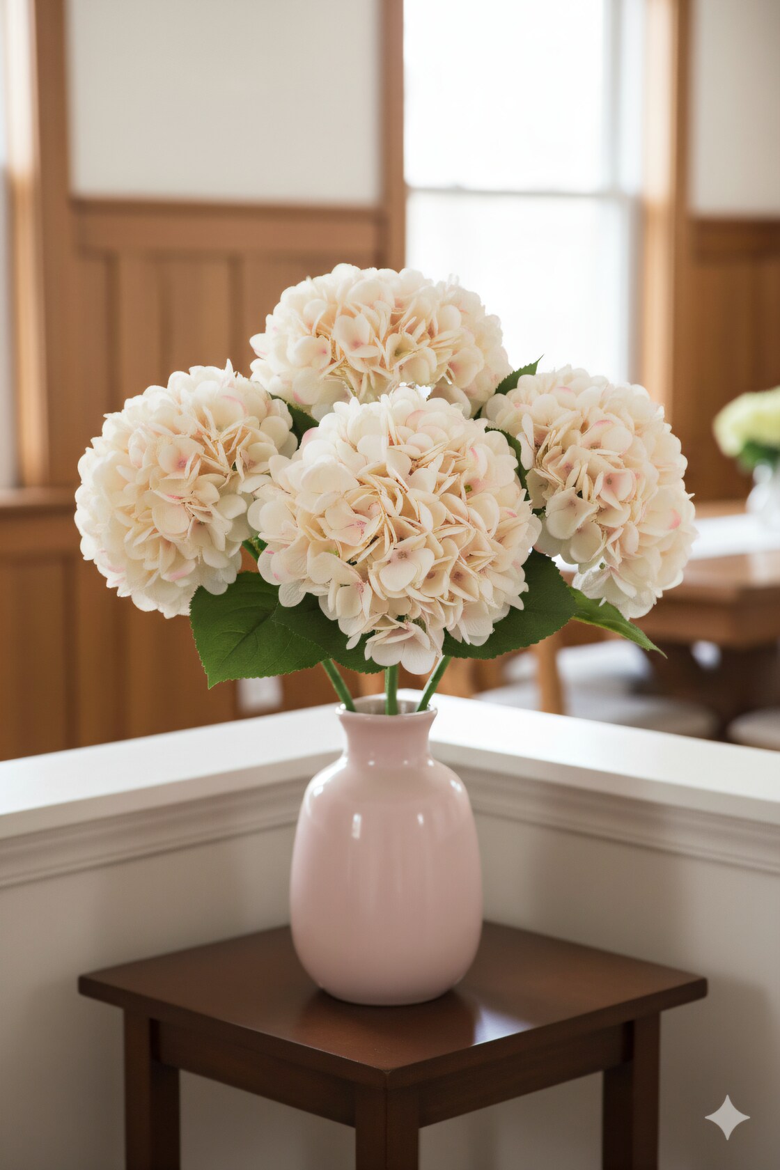 18" Pink Blush Hydrangea Stem with 7" Bloom – Artificial Silk Flower for Wedding, Home & Event Decoration - 12 Pieces