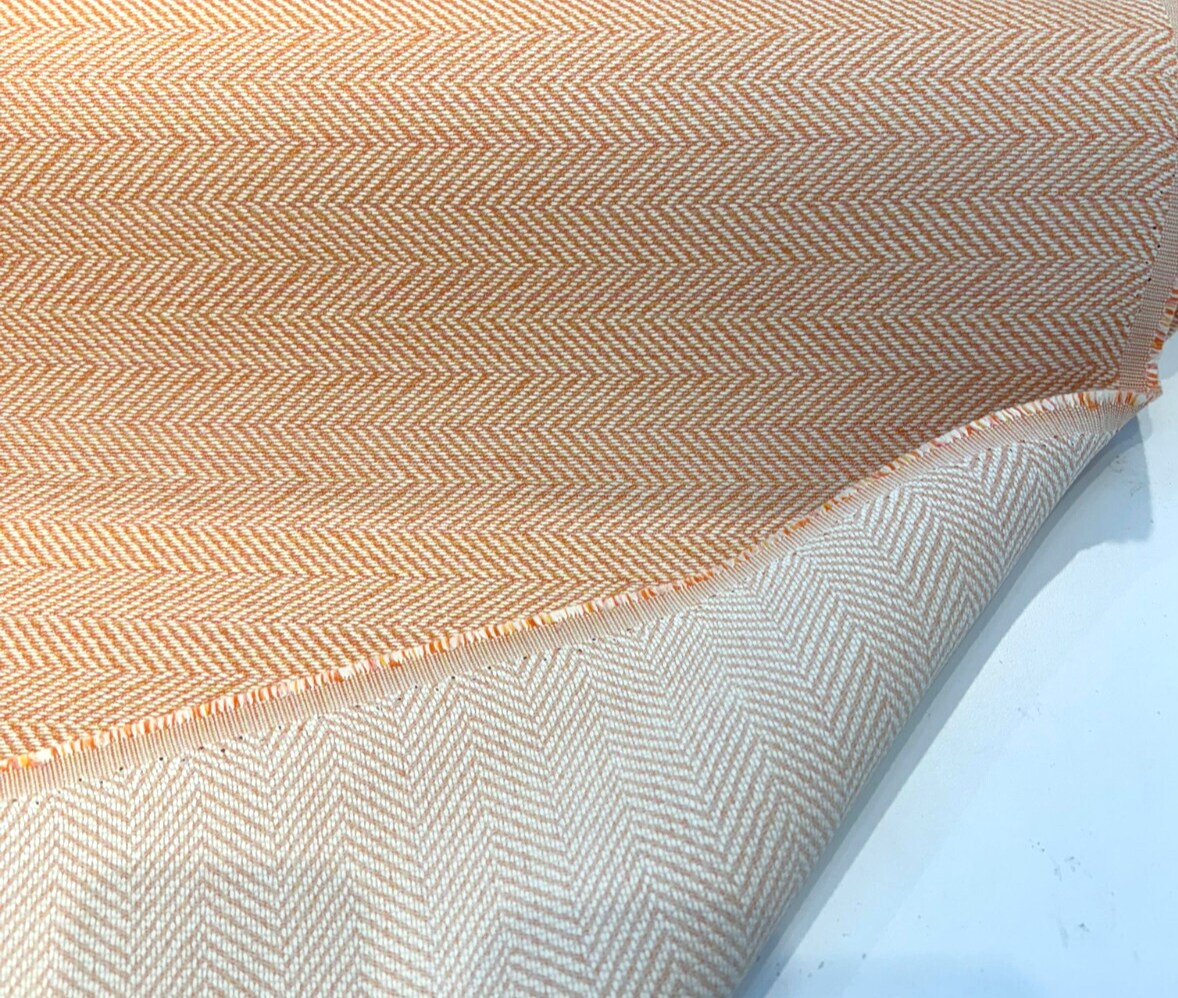 1 Yard Posh Persimmon Orange Herringbone Outdoor Upholstery Fabric 54 Inches Wide