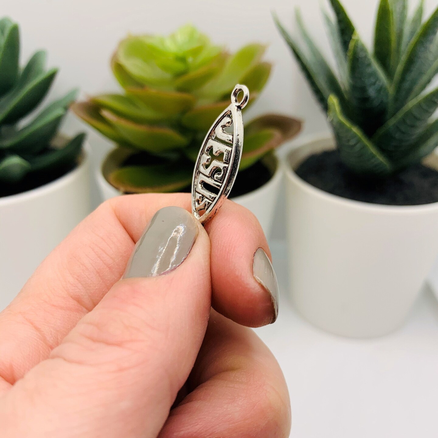 Silver Icthys Jesus Fish Charms, 26x10mm