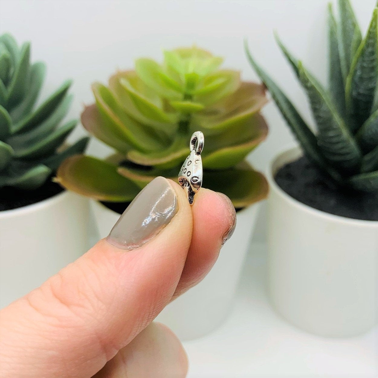 Small Silver Mushroom Charm, 3x8mm