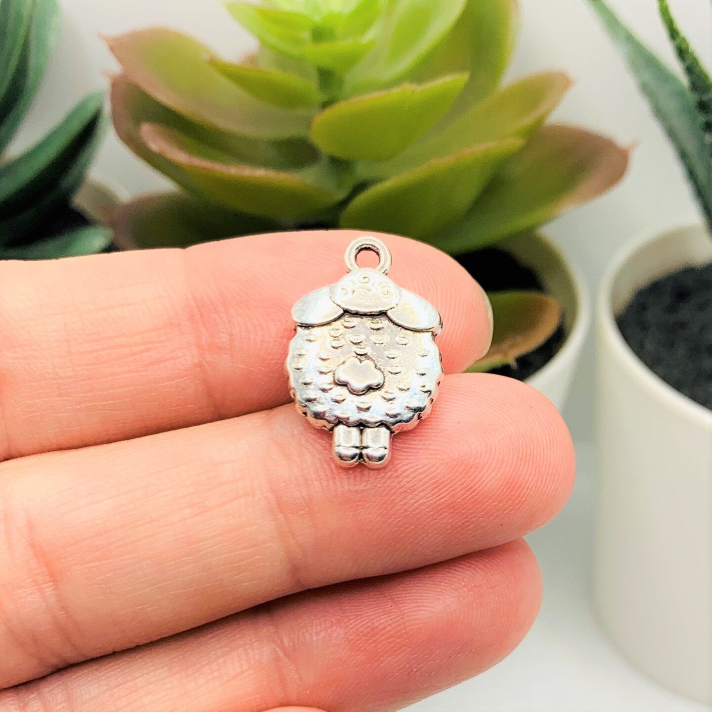 Silver Sheep and Lamb Charms, 20x13mm