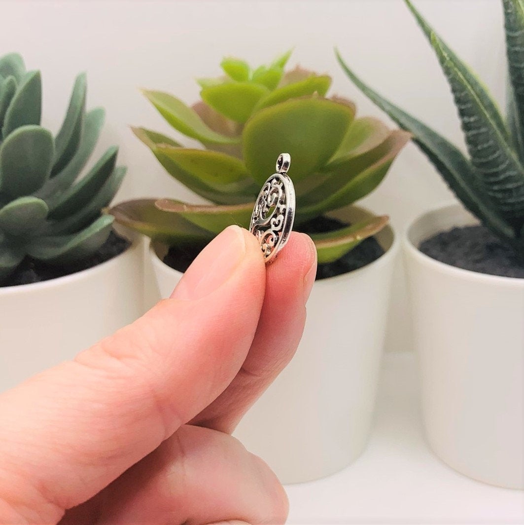 Silver Filigree Scroll Connector Charms, 20x14mm