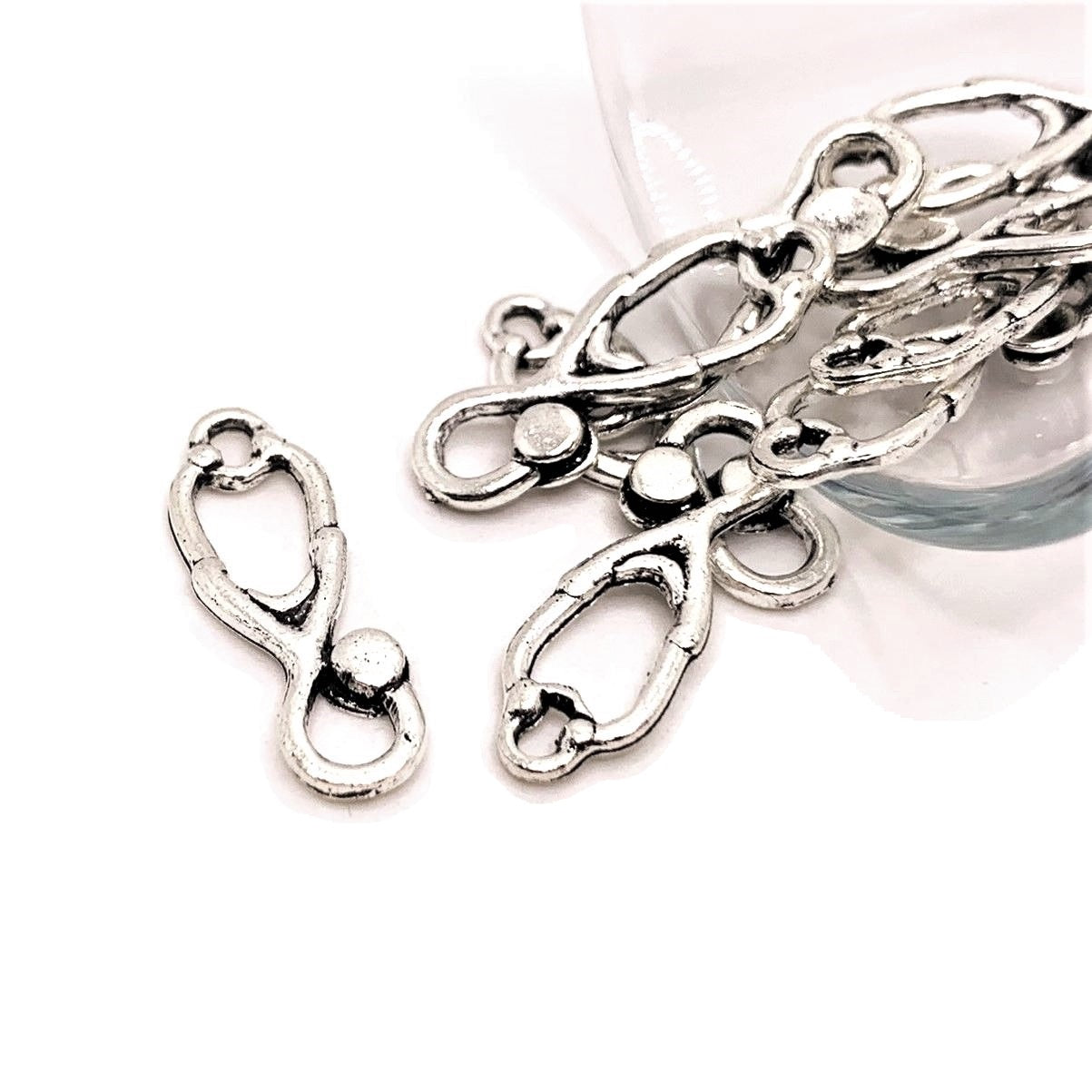 Silver Stethoscope Doctor Charms, 23x9mm