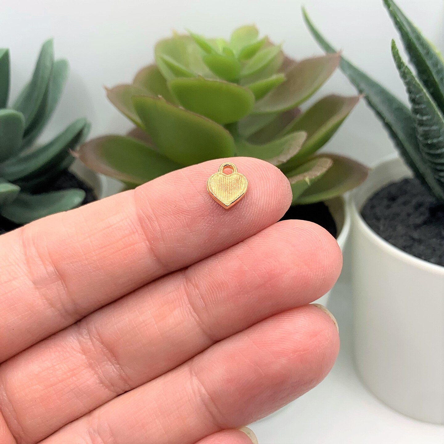 Tiny Red and Gold Enamel Heart Charms, 8x7mm