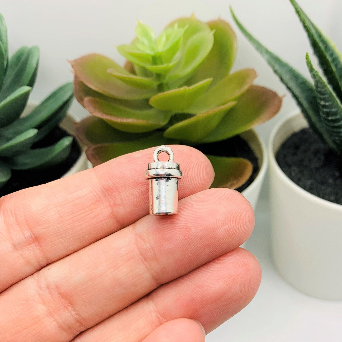 Silver Coffee Cup 3D Charms, 15x8mm