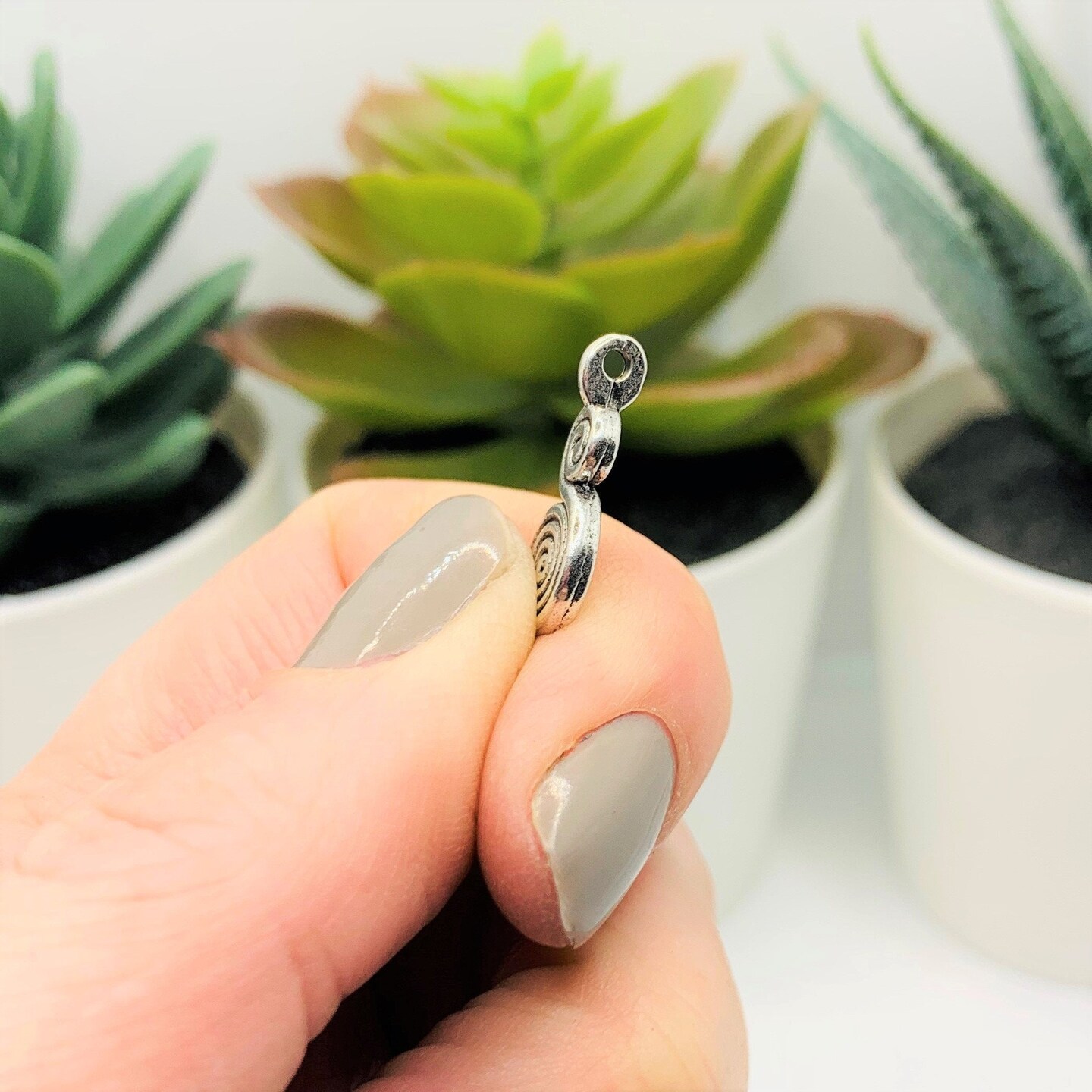 Small Silver Double Spiral Charms, 17x8mm