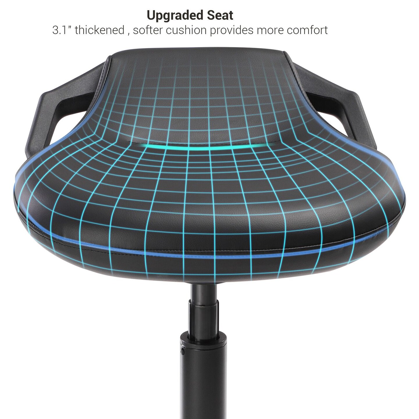 Modern Standing Stool with Height Adjustment 23.6–33.3 Inch, Ergonomic Active Seat with PU Leather Cushion for Workstation Use