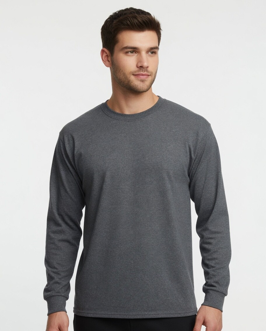 Gildan Heavy Cotton Long Sleeve Crewneck T-Shirt for Layering & Custom Printing 100% U.S. Cotton Tee