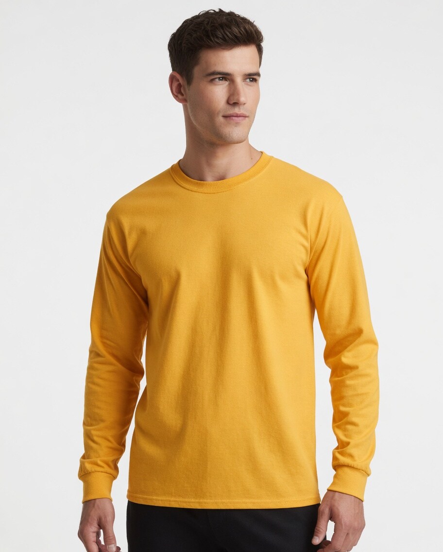 Gildan Heavy Cotton Long Sleeve Crewneck T-Shirt for Layering & Custom Printing 100% U.S. Cotton Tee