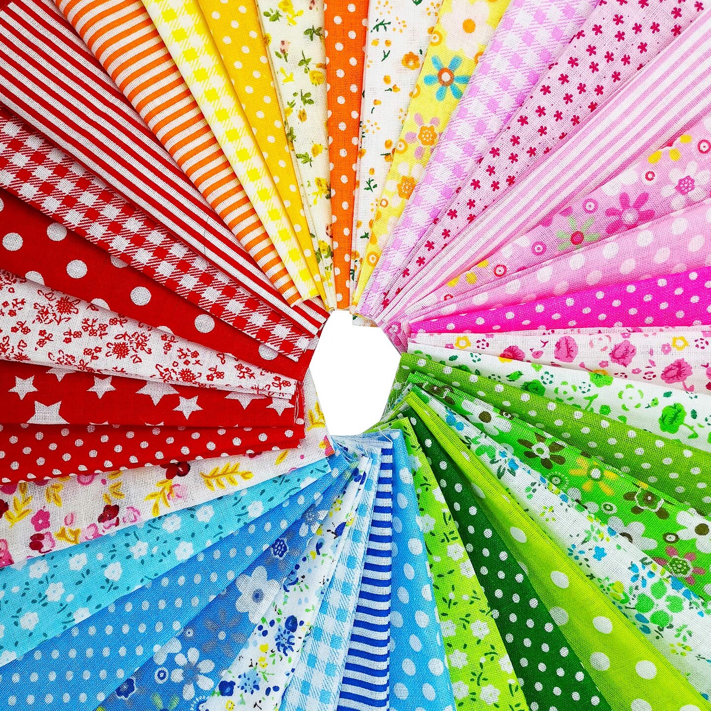 35Pcs Quilting Fabric Squares Sheets, 10"x10" Cotton Craft Fabric Bundle Patchwork Pre-Cut Quilt Squares for DIY Sewing Scrapbooking Quilting Dot Pattern(Bright Color Set)