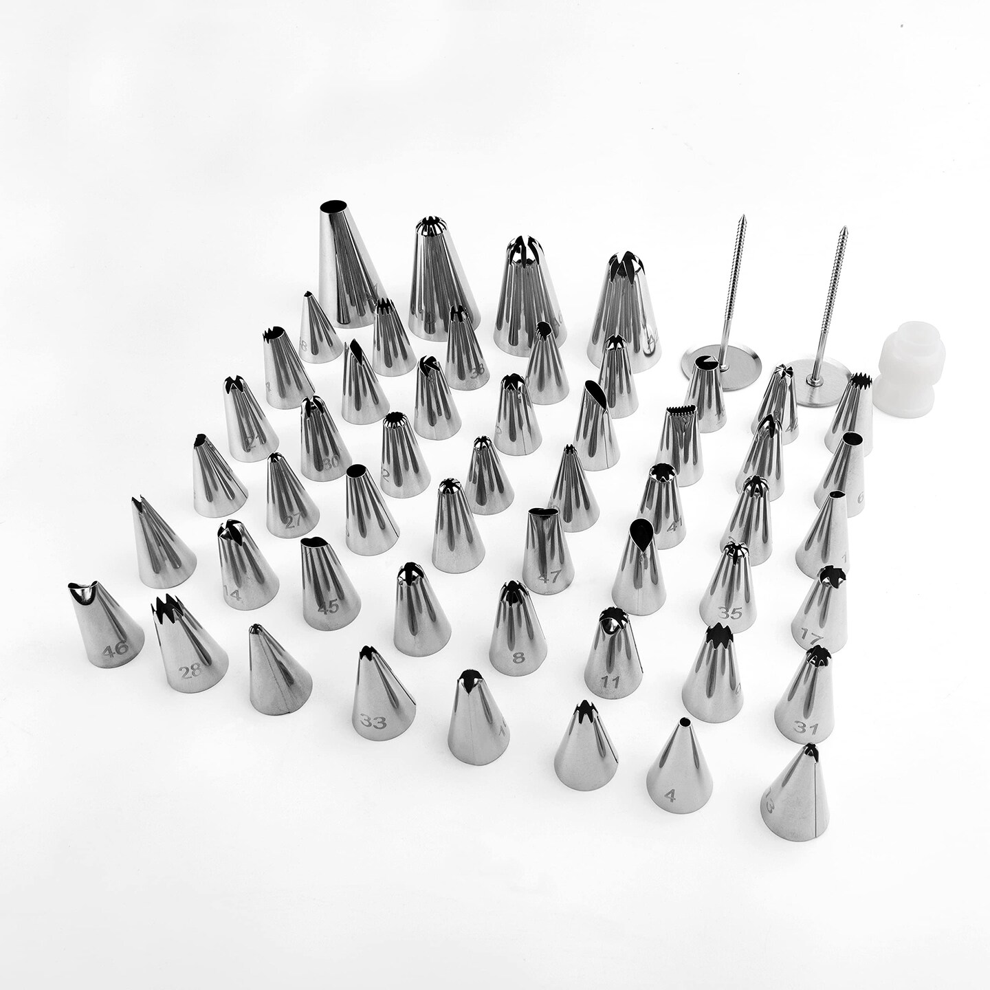 Cake Decorating kit for Beginners-52 Numbered Icing Tips with Pattern Chart,2 Flower Nails and 1 Coupler.Piping Tips Set with storage box.