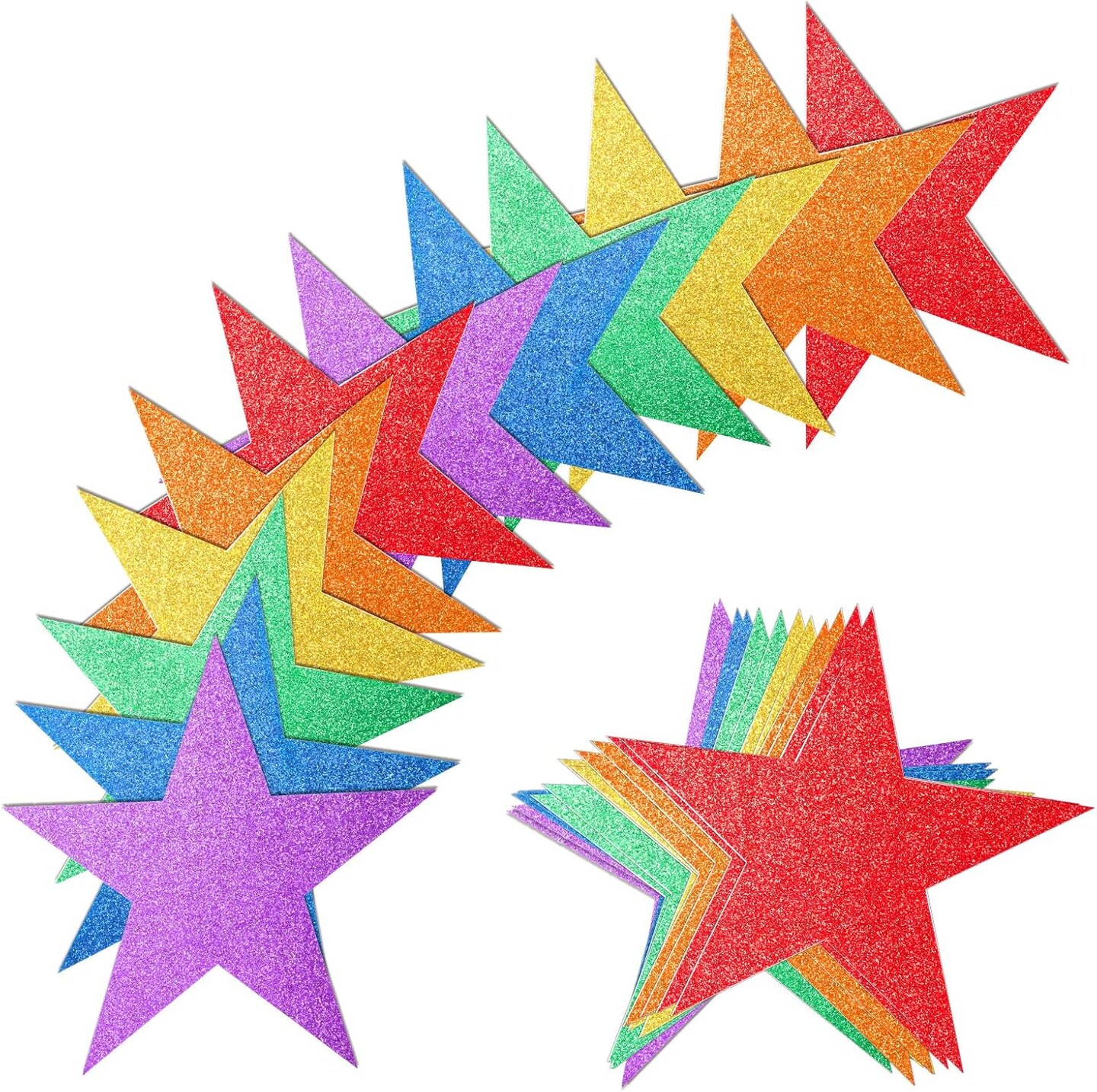 80 Pieces Glitter Star Cutouts Paper Star Confetti Cutouts for Bulletin Board Classroom Wall Party Decoration Supply