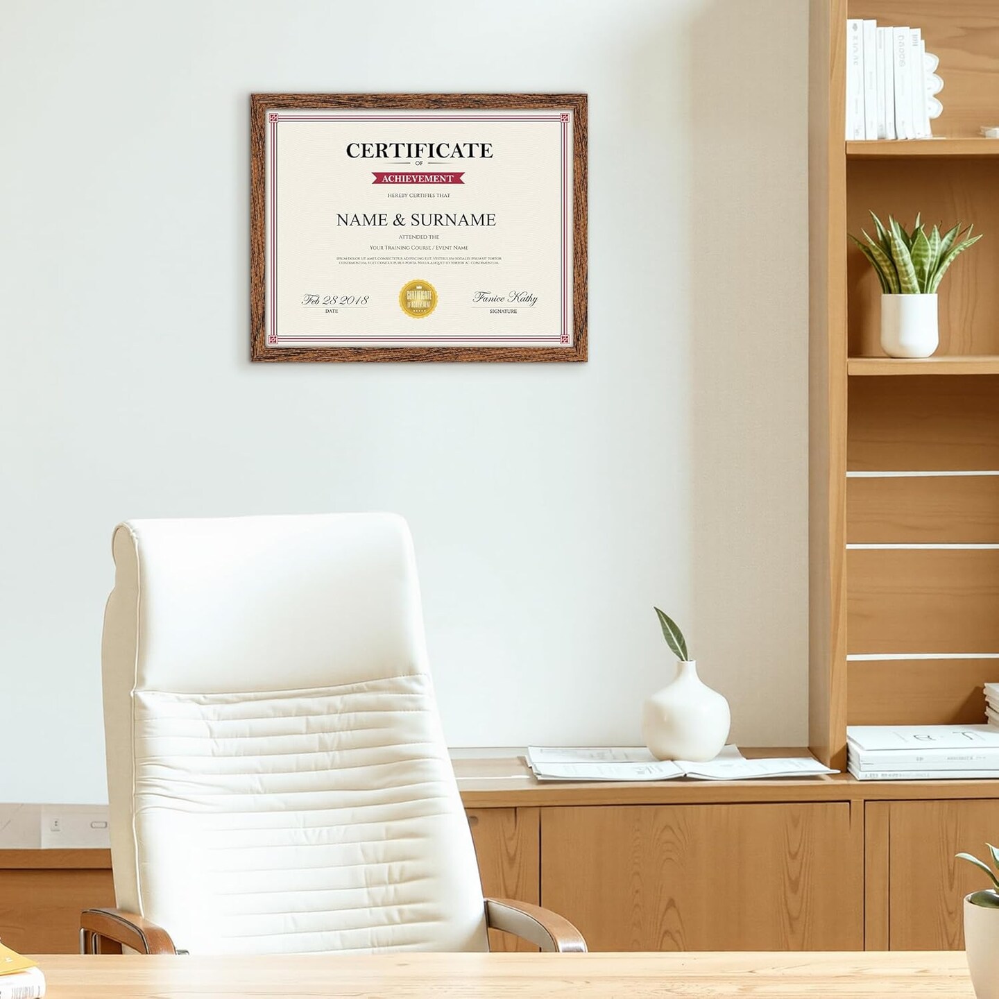 8.5x11 Picture Frame Walnut Brown, Certificate Award Document Diploma 8.5 by 11 Thin Frame for Wall Tabletop Display, Single
