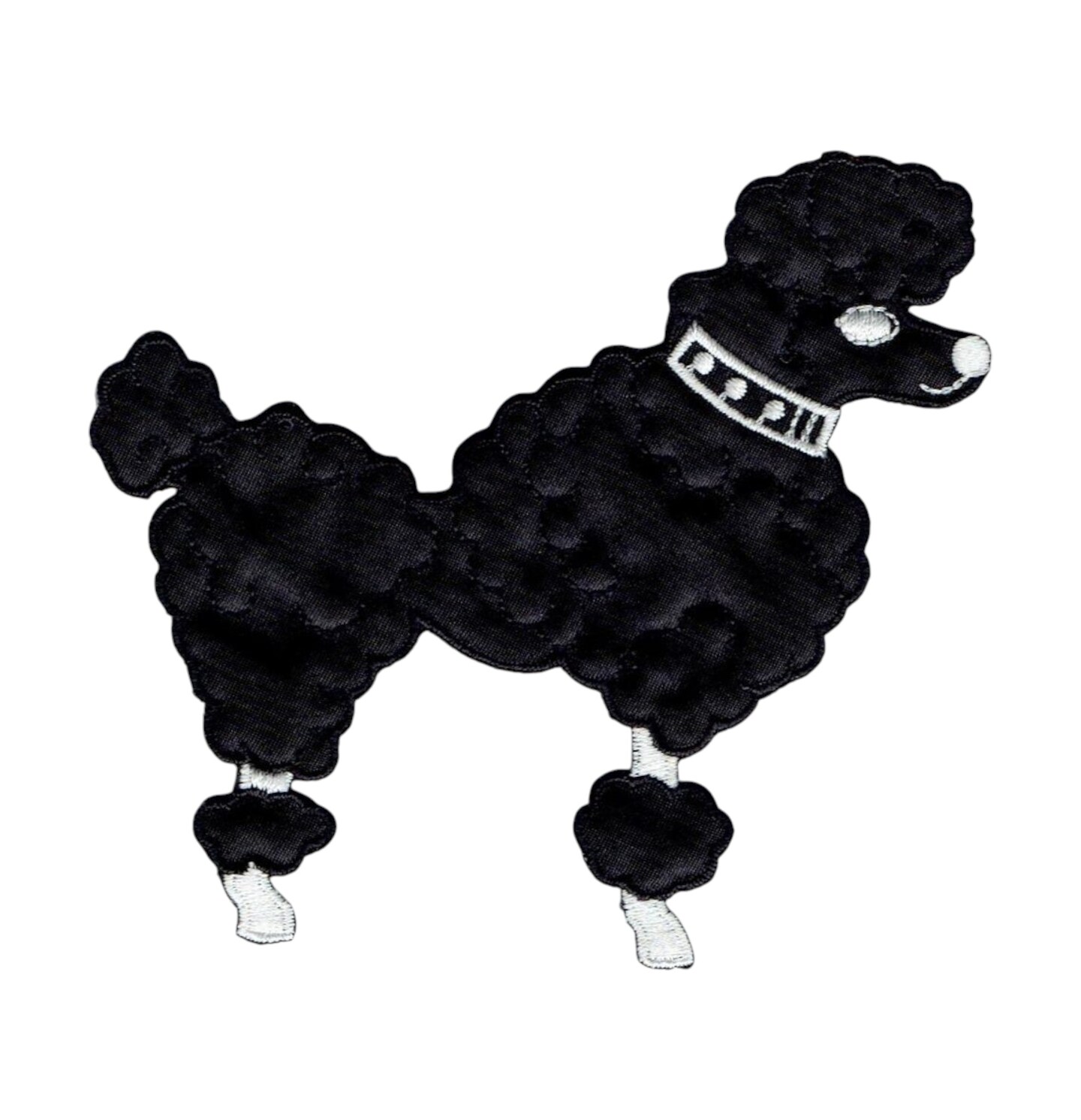 Black Poodle, Facing Right, Dog, Embroidered, Iron on Patch