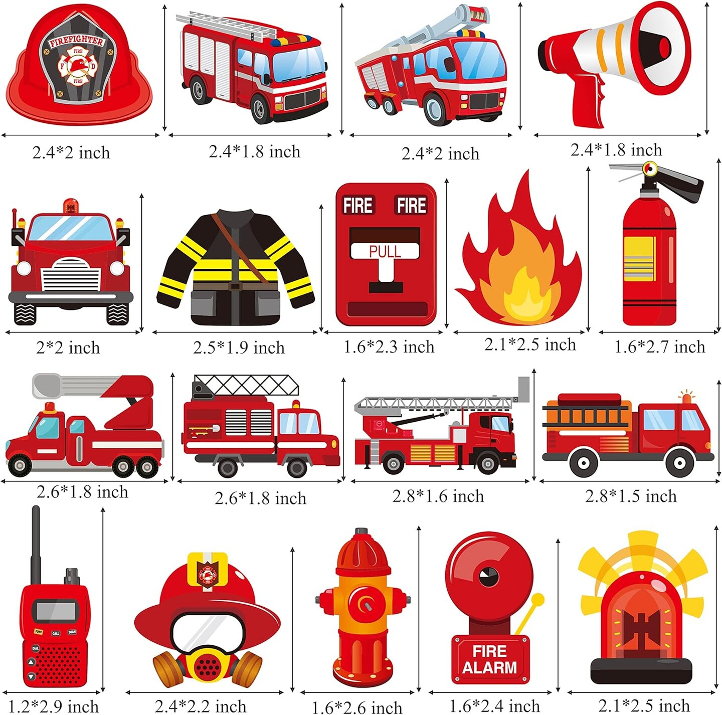 36pcs Fire Truck Party Cupcake Toppers Firefighter Baby Shower Decoration Fireman Themed Birthday Party Supplies Fire Engine Rescue Bday Cupcake Pick Decorations