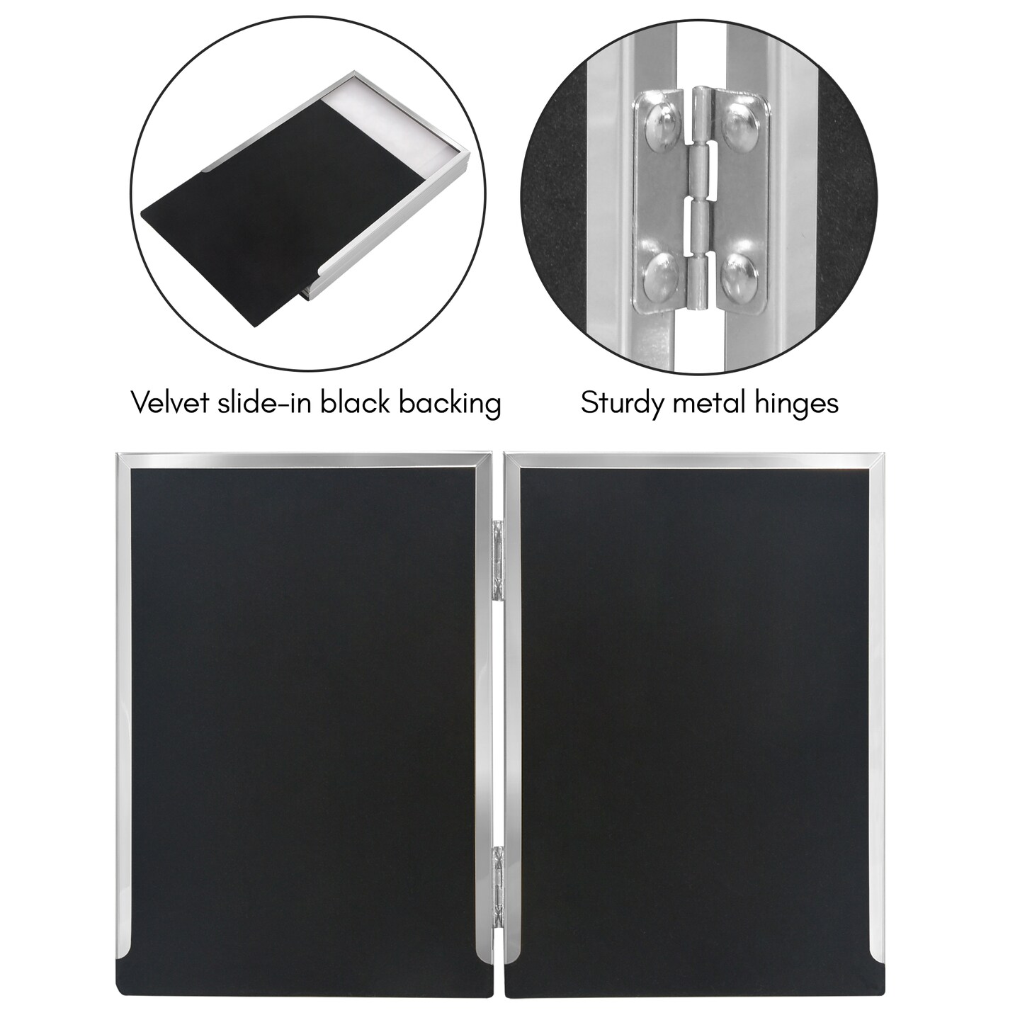Americanflat Hinged Picture Frame with Wide, Beveled Molding and Shatter-Resistant Glass - Modern Metal Picture Frame Displays Two Photos - Elegant Photo Frames for Tabletop Display