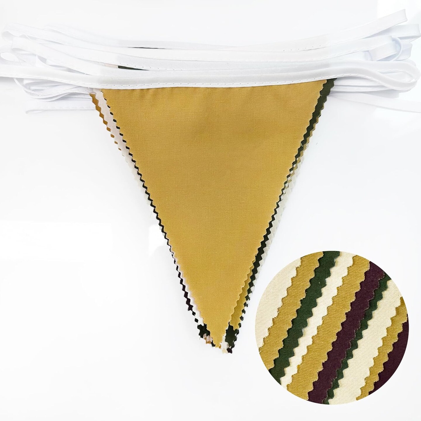 Woodland Party Decorations Olive Green Tan Brown Cream Neutral Triangle Flag Fabric Banner Pennant Bunting Garland Streamers for Birthday Wedding Baby Shower Jungle Safari Camping Party Decor