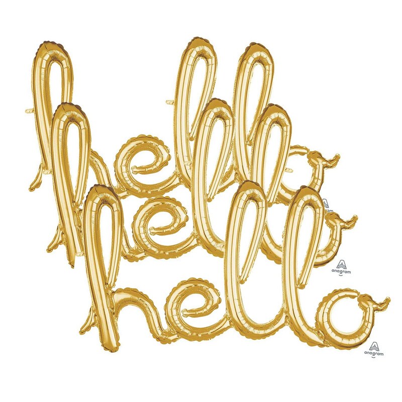 Anagram&#xAE; 39 Inch Hello Gold Script Phrase Balloon