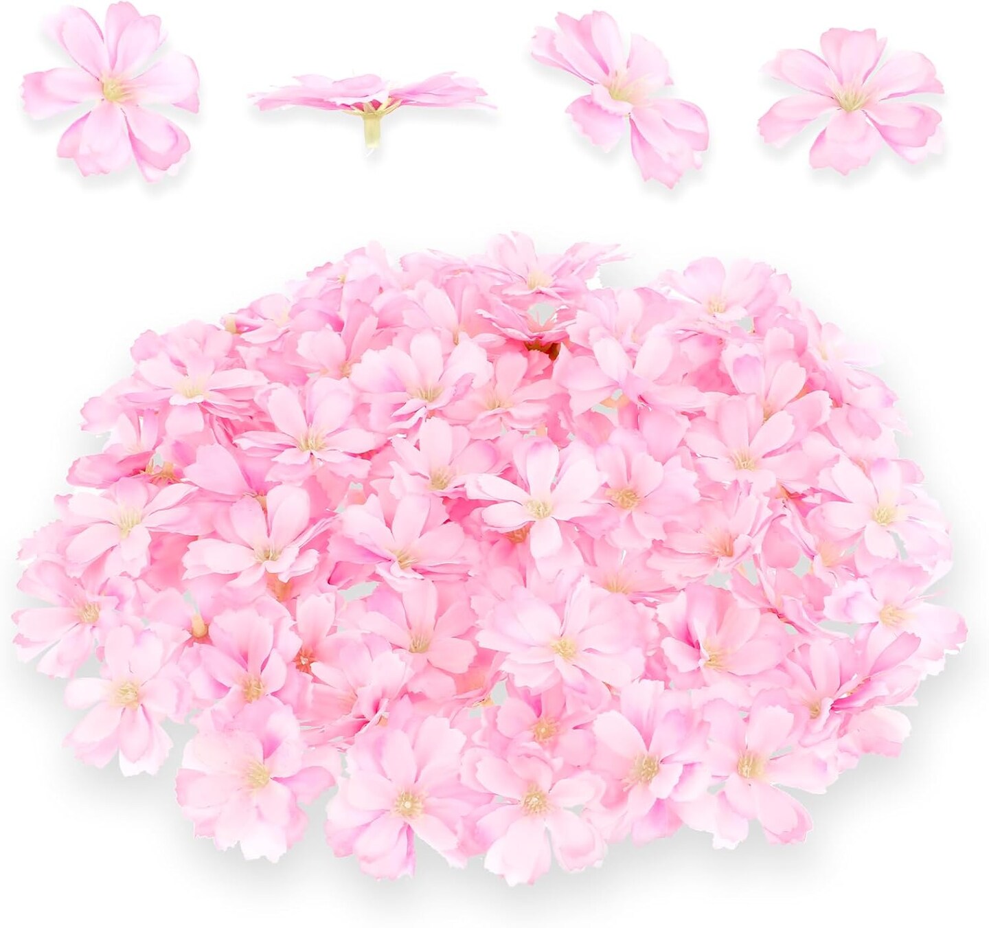 100Pcs Artificial Silk Cherry Blossom Flowers Heads, Fake Fabric Plum ...