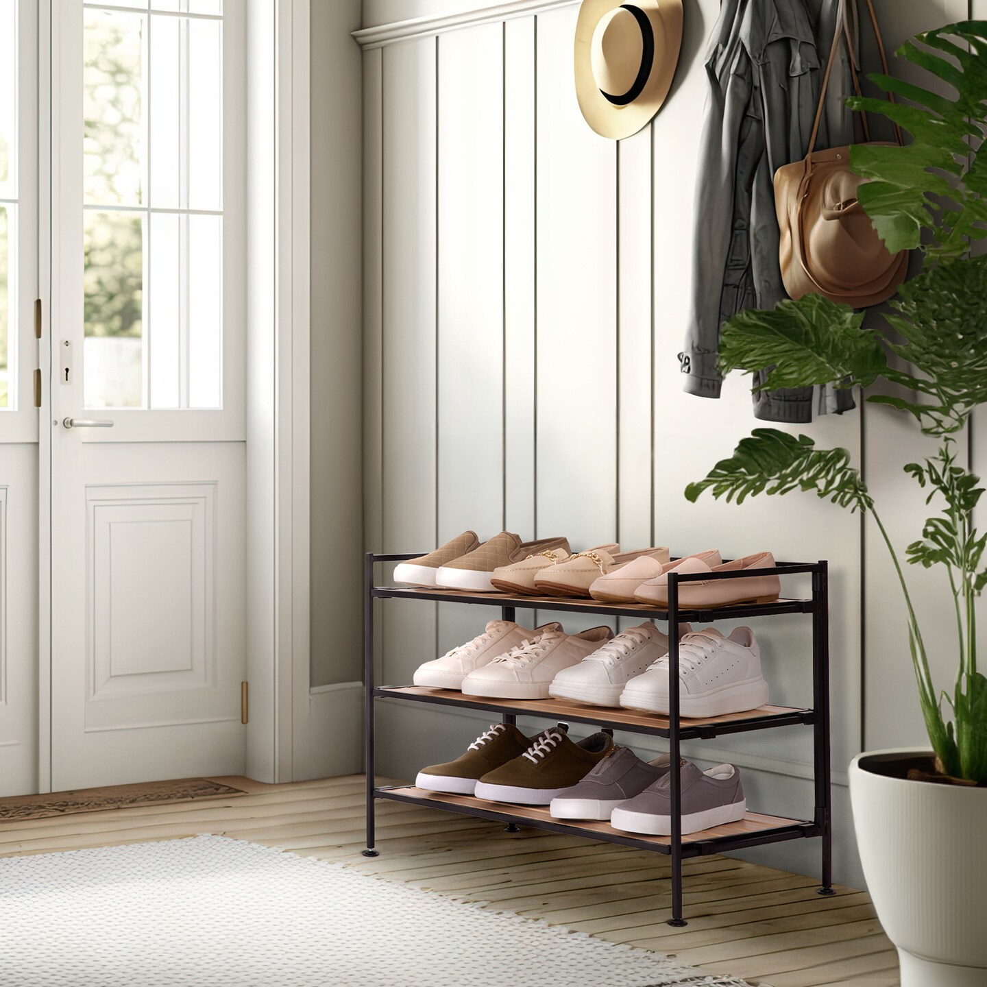 Seville Classics 3-Tier HOME Resin Slatted Shoe Rack