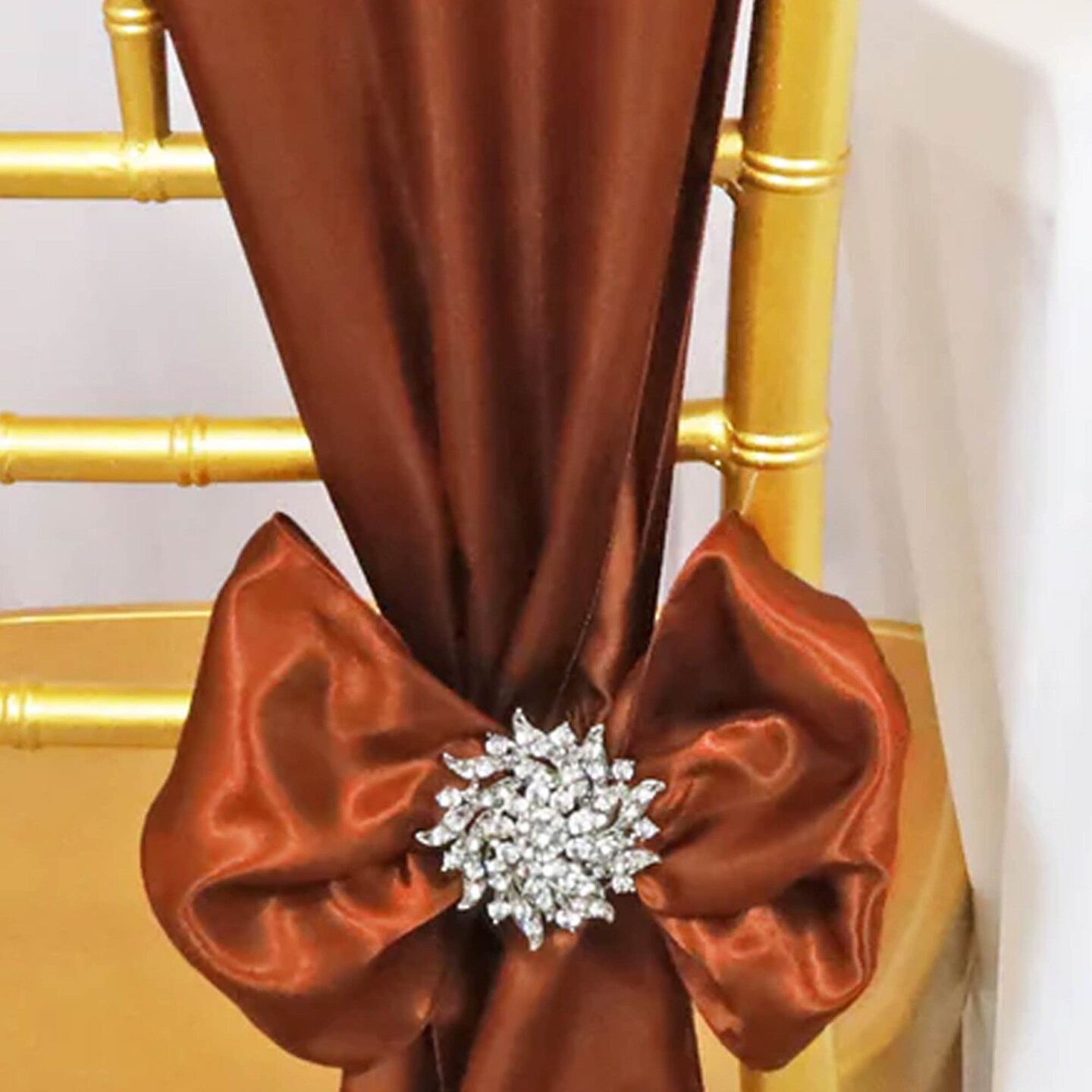 10 Pieces Cognac Satin Chair Sashes 8&#x22;x108&#x22; Elegant Event Decor