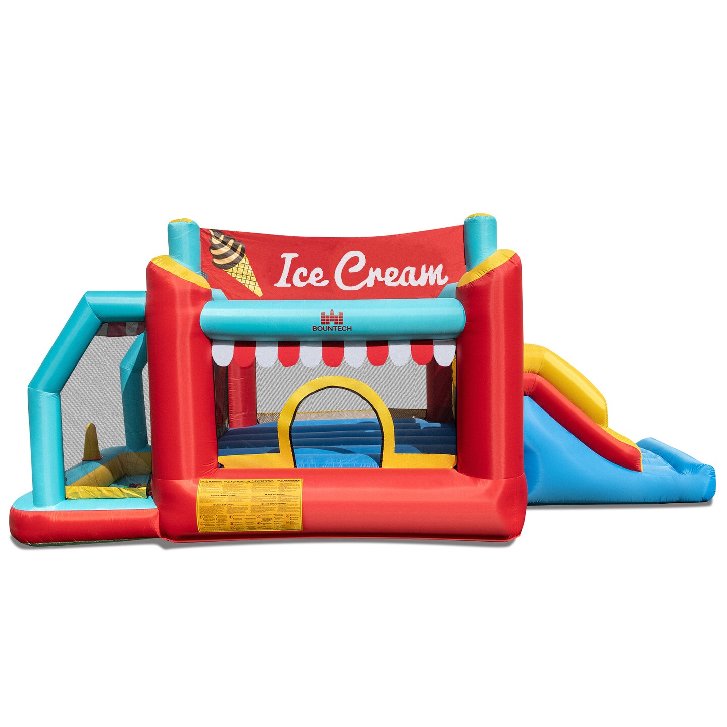 5 in 1 Ice Cream Truck Bounce House with 420D Oxford Fabric and Slide Ball Pit and Basketball Hoop
