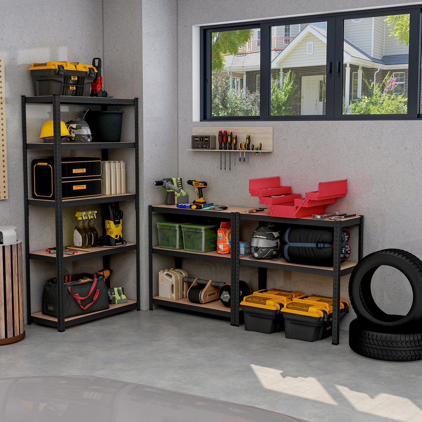 5-Tier Tall Freestanding Heavy Duty Metal Utility Rack with 5 Adjustable Shelves Suitable for Kitchens or Garage