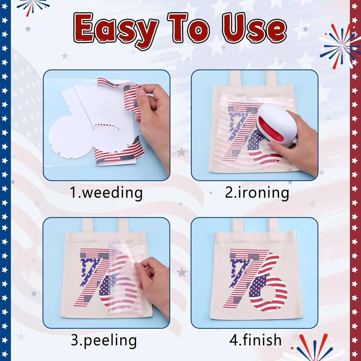 12 Inch - American Flag Heat Transfer Vinyl Roll