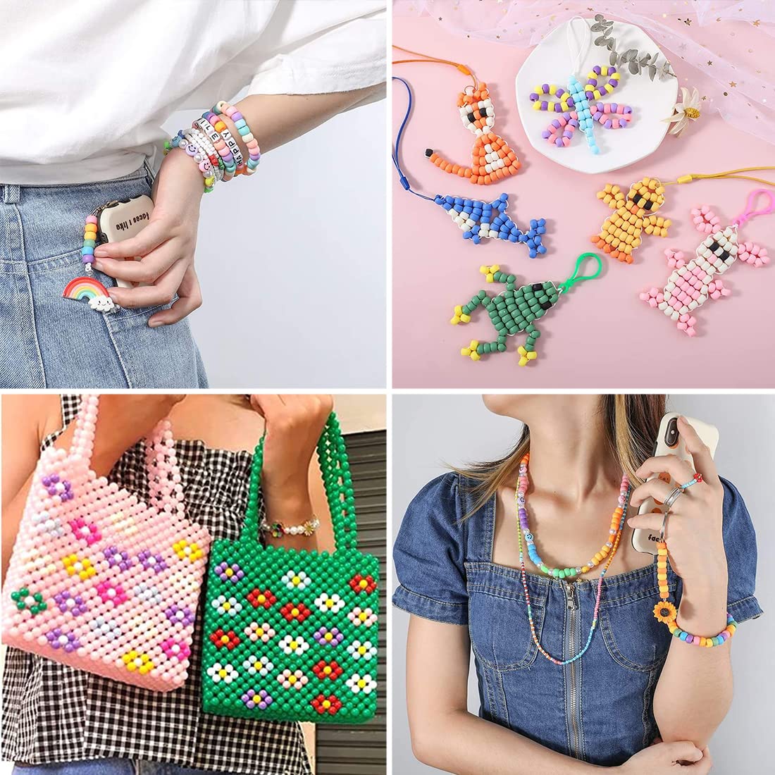 MIIIM 1200PCS 6x9mm Pony Beads Bulk, Brown Kandi Beads for Bracelets Making Kit, Hair Braids Crafts for Jewelry Making (Umber Brown)